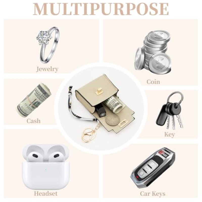 Mini Backpack Keychain 7.5 x 6.5 x 3.5 Cm Synthetic Leather Green - Secure Twist Lock Coin Purse Keychain for Daily Essentials - Image 3