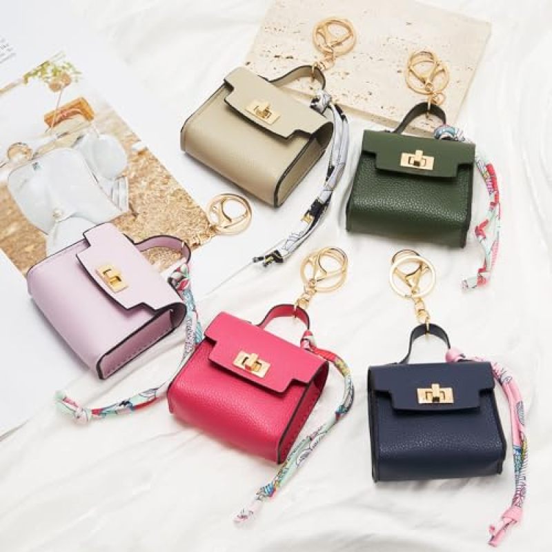 Mini Backpack Keychain 7.5 x 6.5 x 3.5 Cm Synthetic Leather Green - Secure Twist Lock Coin Purse Keychain for Daily Essentials - Image 5