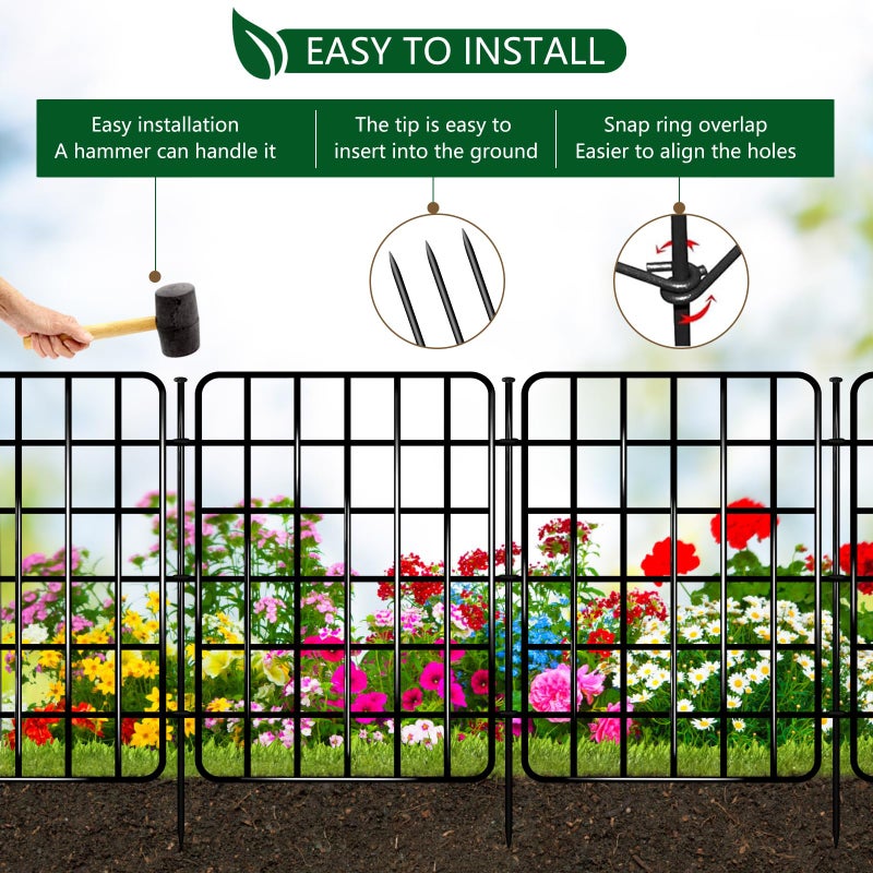 NANYEZH 30ft x 17in Garden Fence Animal Barrier, 28 Panels No Dig Fence Border, Rustproof Metal Decorative Garden Fence with Ground Stake, Flower Bed Edging Border for Dog, Rabbit, Outdoor Yard Patio Decor - Image 5