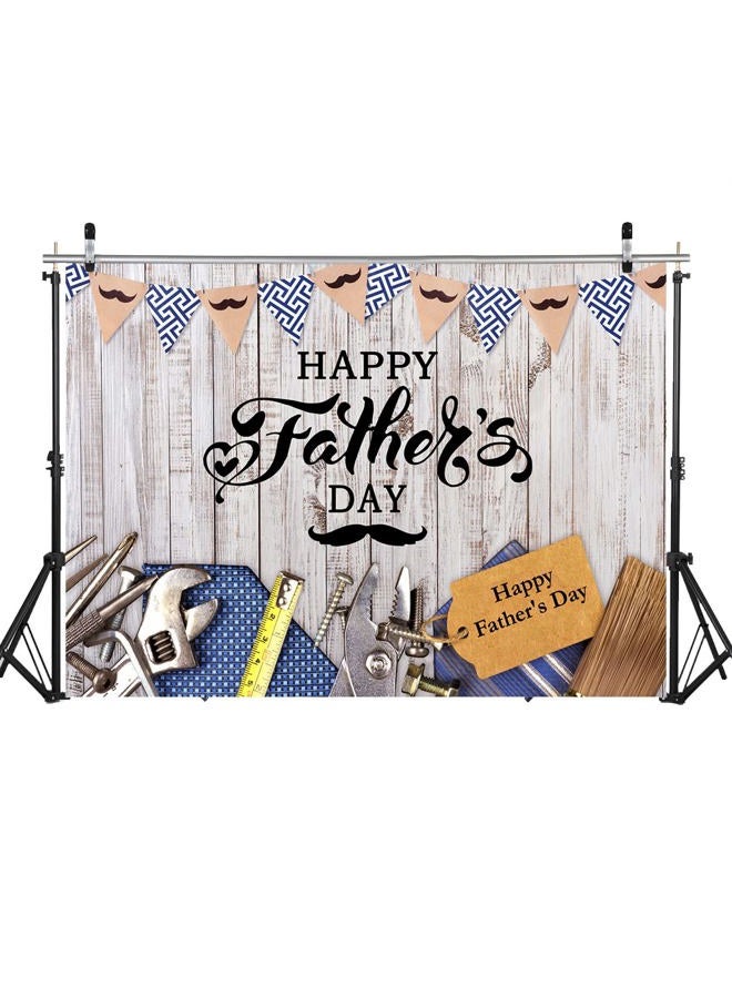 WOLADA 8x6FT Happy Father's Day Photo Backdrop White Wooden Backdrop Father's Day Banner Best Dad Backdrop Father's Day Family Theme Party Photography Backdrop Father's Day Photography Backdrop 12568 - Image 2