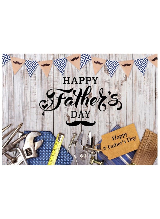 WOLADA 8x6FT Happy Father's Day Photo Backdrop White Wooden Backdrop Father's Day Banner Best Dad Backdrop Father's Day Family Theme Party Photography Backdrop Father's Day Photography Backdrop 12568 - Image 1
