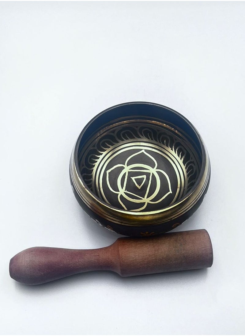 Authentic Himalayan Singing Bowl Single Set Black Pattern Handcrafted in Nepal (272 grams) Includes Traditional Wooden Striker