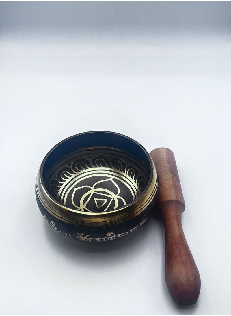 Authentic Himalayan Singing Bowl Single Set Black Pattern Handcrafted in Nepal (272 grams) Includes Traditional Wooden Striker