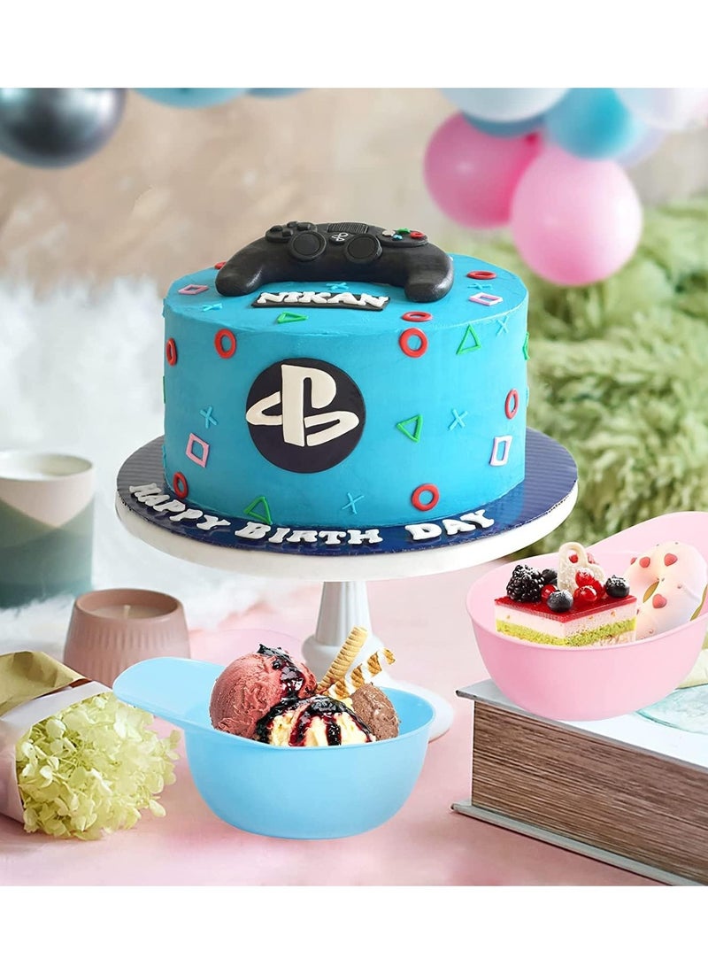 أكواب الحلوى وآيس كريم على شكل خوذة بيسبول لوازم حفلات بيسبول 8 أونصات أكواب صundae الصغيرة أطباق بيسبول قابلة للتخلص ملاعق آيس كريم للحلوى للحفلات أعياد الميلاد 40 قطعة - Image 4