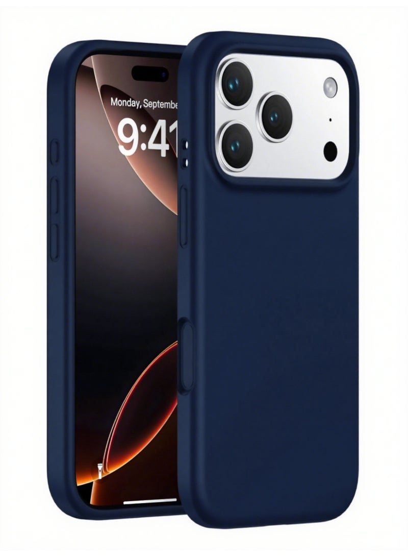 اووكاي جراب متوافق مع iPhone 17 Pro Max، جراب واقٍ كامل الجسم من المطاط السيليكوني السائل الناعم عالي الجودة من سلسلة Silky and Soft Touch لهاتف iPhone 17 Pro Max (أزرق داكن) - Image 1