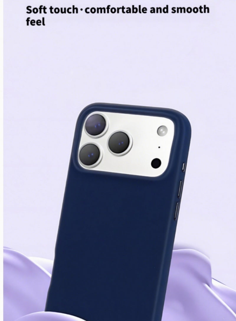 اووكاي جراب متوافق مع iPhone 17 Pro Max، جراب واقٍ كامل الجسم من المطاط السيليكوني السائل الناعم عالي الجودة من سلسلة Silky and Soft Touch لهاتف iPhone 17 Pro Max (أزرق داكن) - Image 5