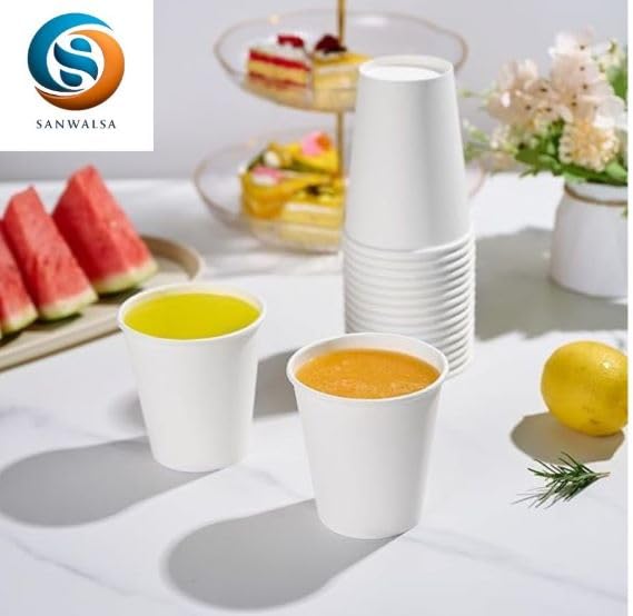 SANWALSA [250 ml, 200 Count, White, 8 Oz Disposable White Paper Cup | Eco-Friendly & Biodegradable Cups for Wedding, Party, Picnic, Travel | Ideal for Tea, Coffee, Juice & Water - Image 4