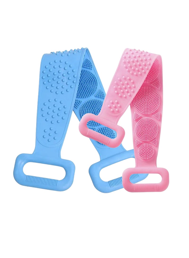 2 Pieces Silicone Body Back Scrubber Double Side Bathing Brush for Skin Deep Cleaning Massage Dead Skin Removal Exfoliating Belt for Shower - Image 1