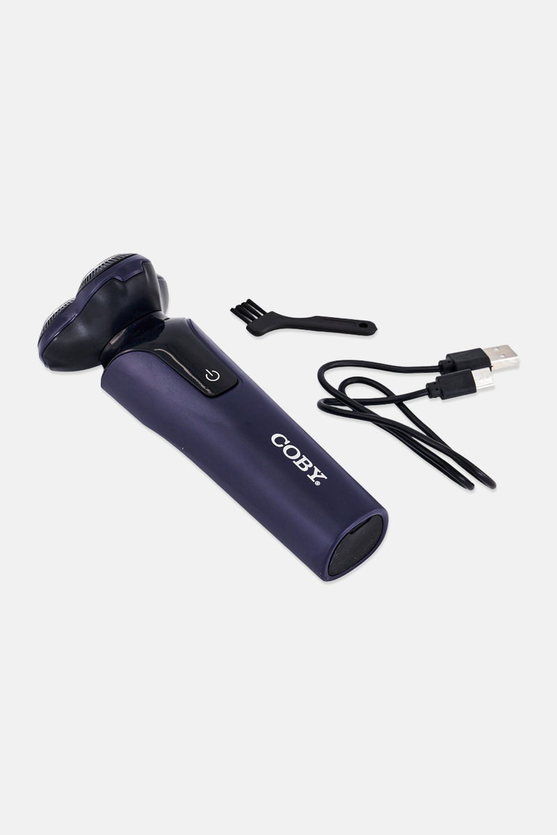 COBY Tri-Head Electric Shaver With Tin Travel Case, Navy - Image 4