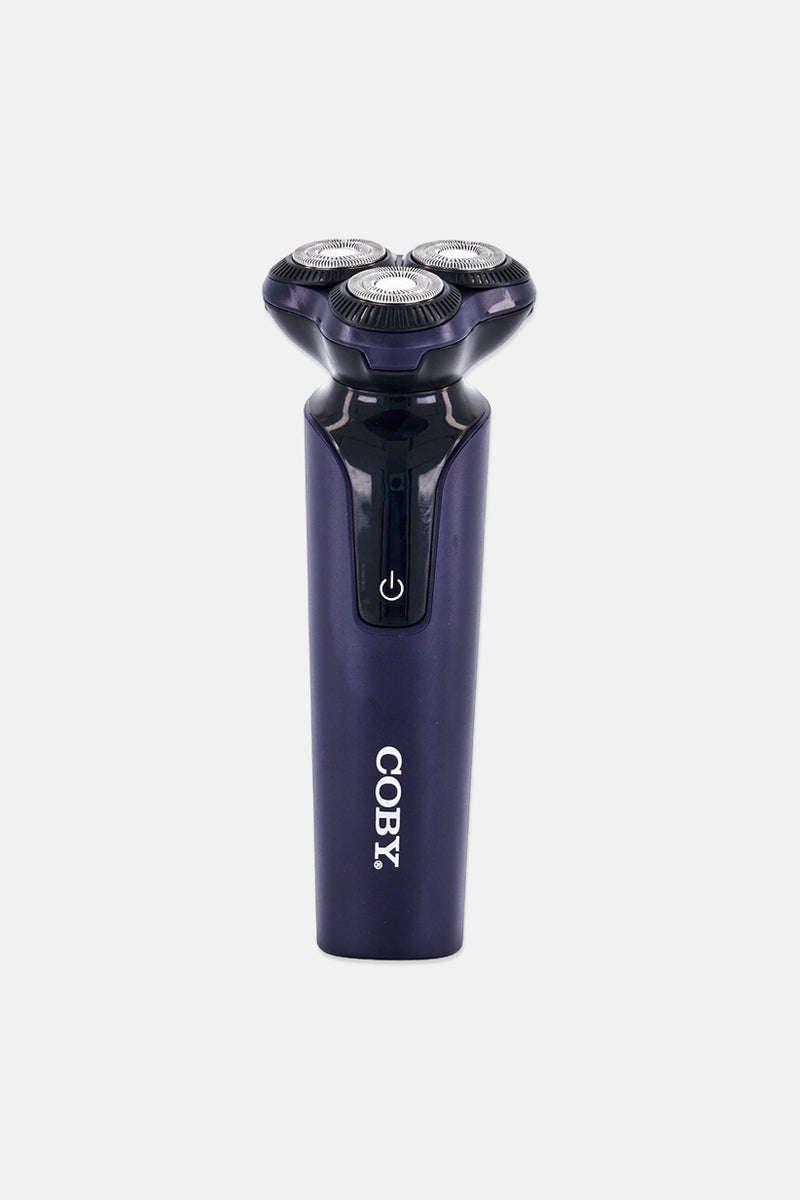 COBY Tri-Head Electric Shaver With Tin Travel Case, Navy - Image 3