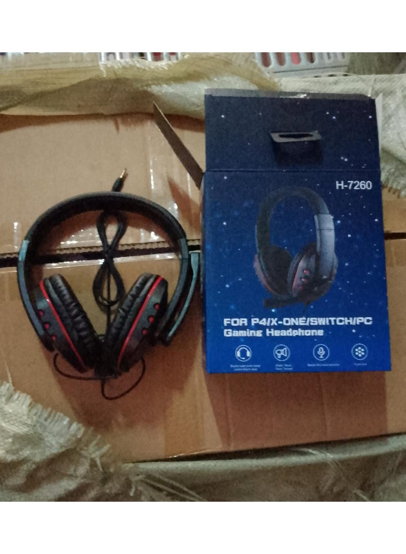 Pro Gamer Headset for PS4 Playstation 4 Xbox One & PC Computer Red Headphones , Wired On-Ear Gaming Headphones With Mic For PS4/PS5/XOne/XSeries/NSwitch/PC - Image 1