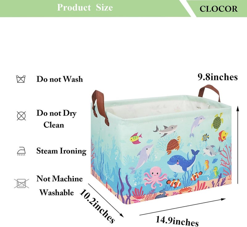 CLOCOR سلة تخزين مستطيلة من كلوكور حاوية تخزين قابلة للطي حاوية تخزين مقاومة للماء مع مقبض سلة هدايا تحت البحر - Image 3