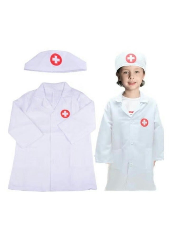 CYTHERIA Children's Doctor Role Play Set White Lab Coat and Nurse Cap Suitable for Boys and Girls Holiday Party Costumes  - Image 1