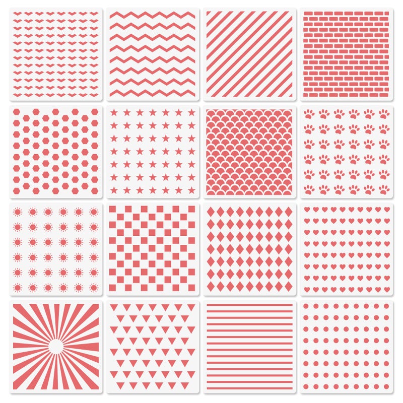 CODOHI Cookie Stencils For Royal Icing Cookies Sugar Cookie  16 Pcs 6X6In Reusable Plastic Biscuit Cake Stencils With Checkered Star Heart Dog Paw Shapes For Airbrush Baking Craft Drawing Diy Art Decor - Image 1