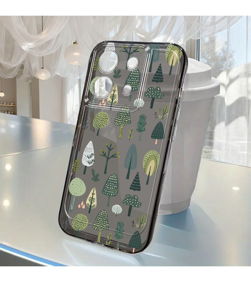 حافظة هاتف من مادة TPU الناعمة ثنائية اللون بتصميم أشجار ونباتات كرتونية، متوافقة مع Xiaomi Mi 11 Lite 5G وPOCO X6 وPOCO X7 وPOCO M2 وPOCO M5s وRedmi Note 9 وNote 10 Pro، غطاء حماية. - Image 3