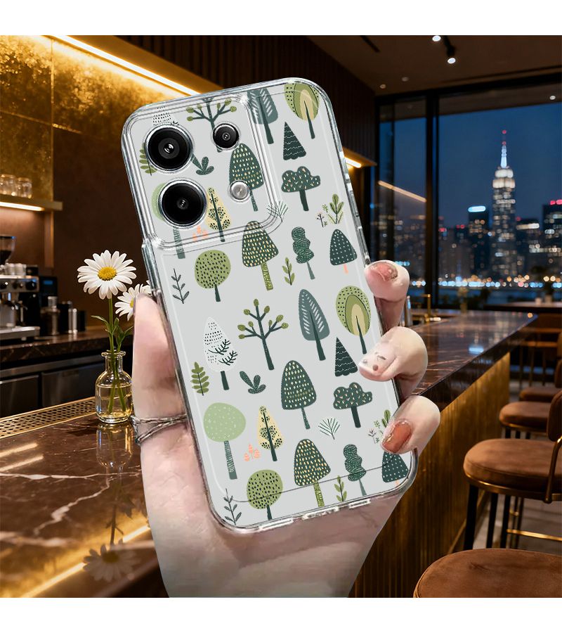 حافظة هاتف من مادة TPU الناعمة ثنائية اللون بتصميم أشجار ونباتات كرتونية، متوافقة مع Xiaomi Mi 11 Lite 5G وPOCO X6 وPOCO X7 وPOCO M2 وPOCO M5s وRedmi Note 9 وNote 10 Pro، غطاء حماية. - Image 1
