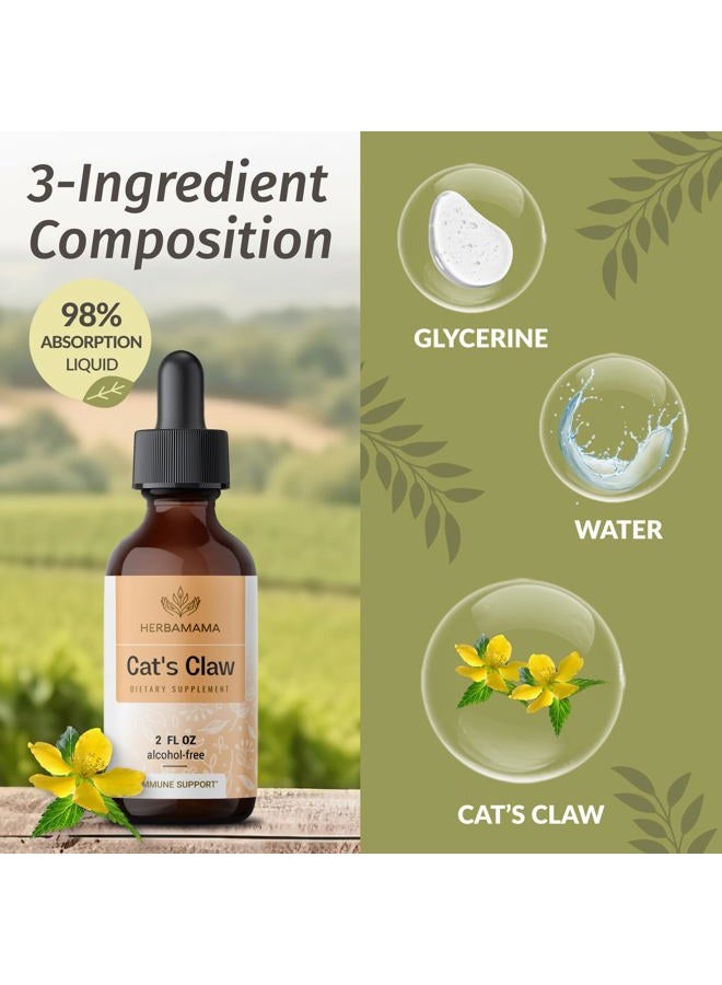 HERBAMAMA Cat's Claw Tincture - Vegan Cat's Claw Extract Supplement for Immune Support - Non-GMO, Alcohol & Sugar-Free Uncaria Tomentosa Extract Drops, 28-Day Supply  - Image 4