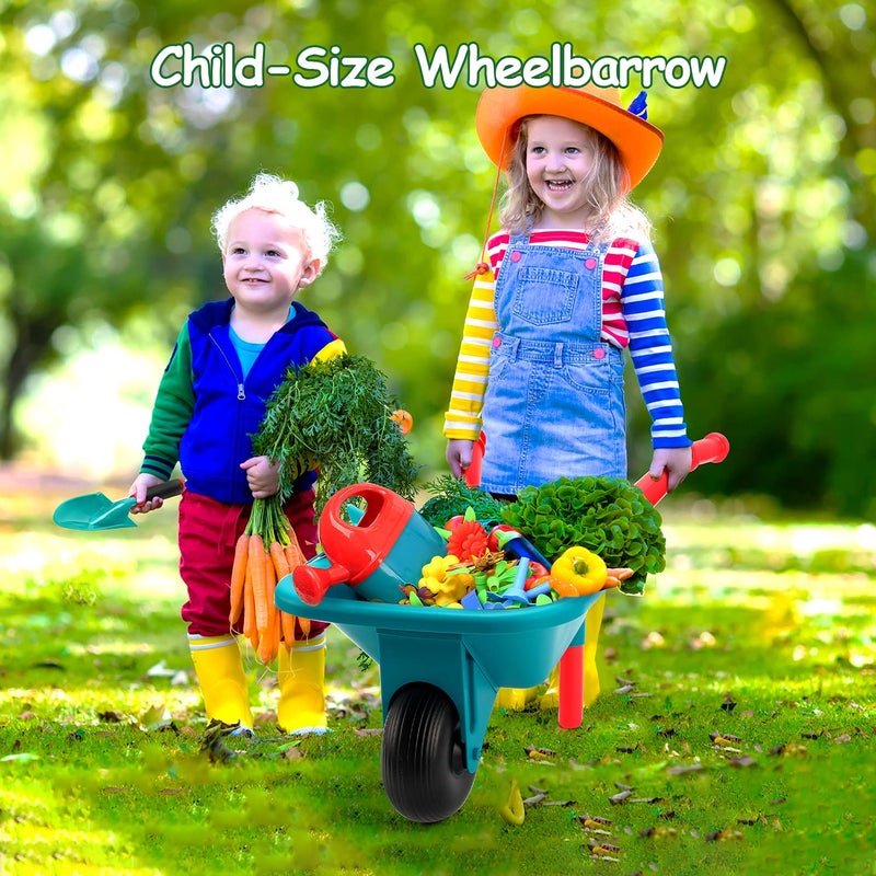 CUTE STONE Kids Gardening Tool Set Garden Toys with Wheelbarrow Watering Can Shovel Flower Garden Building Toy Pretend Play Outdoor Indoor Activities Stem Toy Gifts for Boys Girls - Image 3