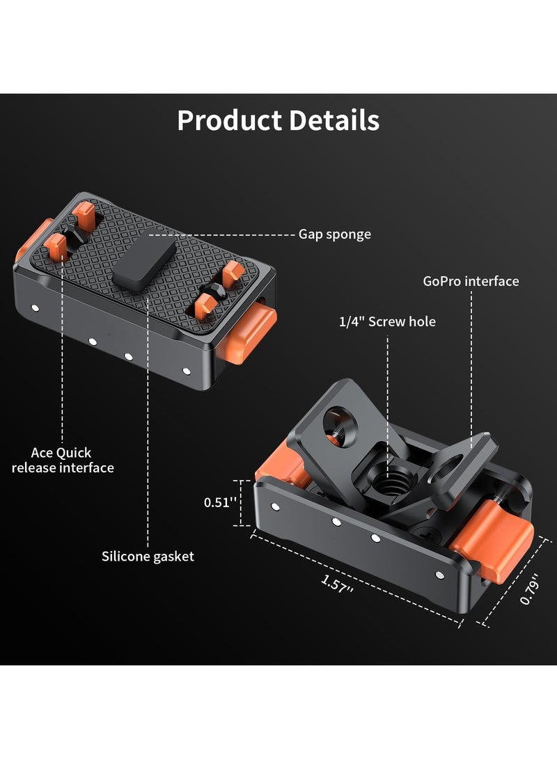 Magnetic Quick Release Mount, Snap-On Magnetic 2 Prong Mount and 1/4 Thread Mount for Insta360 Ace Pro / Insta360 Ace, 1/4 Screw Hole for Tripod Foldable  - Image 2