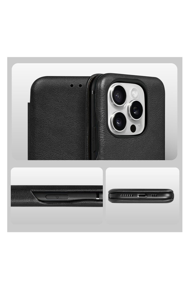 PULOKA Ultra-Slim PU Leather Flip Cover with Magnetic Closure for iPhone 16 Pro Max - Image 4