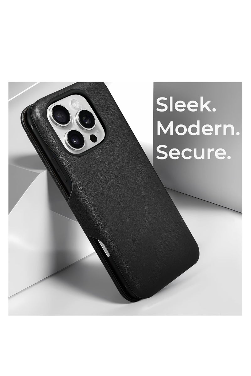 PULOKA Ultra-Slim PU Leather Flip Cover with Magnetic Closure for iPhone 16 Pro Max - Image 3
