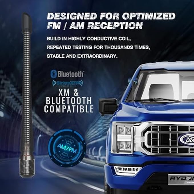 Bukela Short Antenna Compatible With Ford F150 2009 2010 2011 2022 2023 2024 2025 Ford Bronco 2021 2022 2023 2024 2025 Internal Copper Coil Enhanced Reception Car Wash Proof 7 Inches Rubber Antenna - Image 2