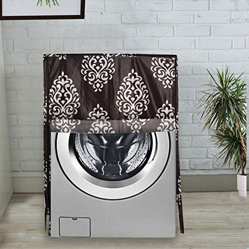 KANUSHI Industries® Front Load Automatic Washing Machine Cover + 1 Pc Fridge/Refrigerator Cover + 1 Pc Microwave/Oven Top Cover(Copy-FRI+Micro+W.M-Front-Brown-Floral) - Image 3