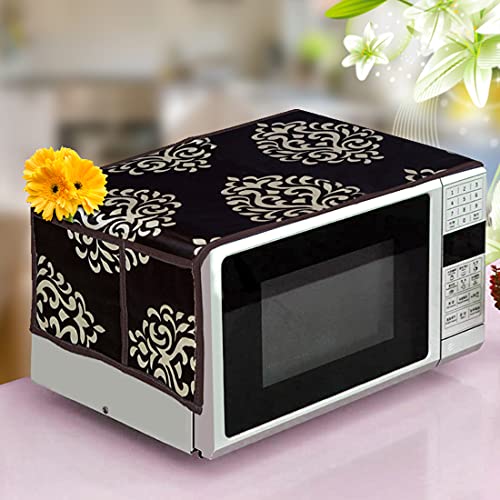 KANUSHI Industries® Front Load Automatic Washing Machine Cover + 1 Pc Fridge/Refrigerator Cover + 1 Pc Microwave/Oven Top Cover(Copy-FRI+Micro+W.M-Front-Brown-Floral) - Image 4