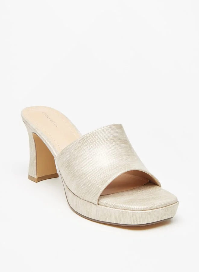 فلورا بيلا من شو إكسبرس Women's Textured Slip-On Sandals with Block Heels Ramadan Collection