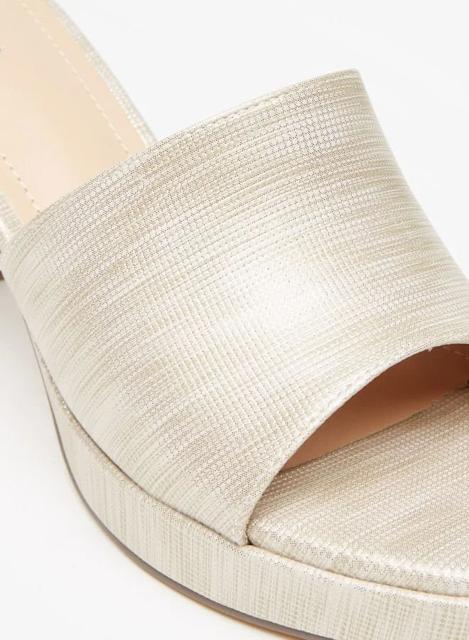 فلورا بيلا من شو إكسبرس Women's Textured Slip-On Sandals with Block Heels Ramadan Collection