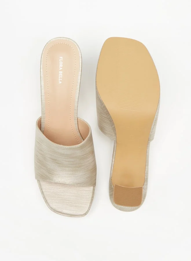 فلورا بيلا من شو إكسبرس Women's Textured Slip-On Sandals with Block Heels Ramadan Collection