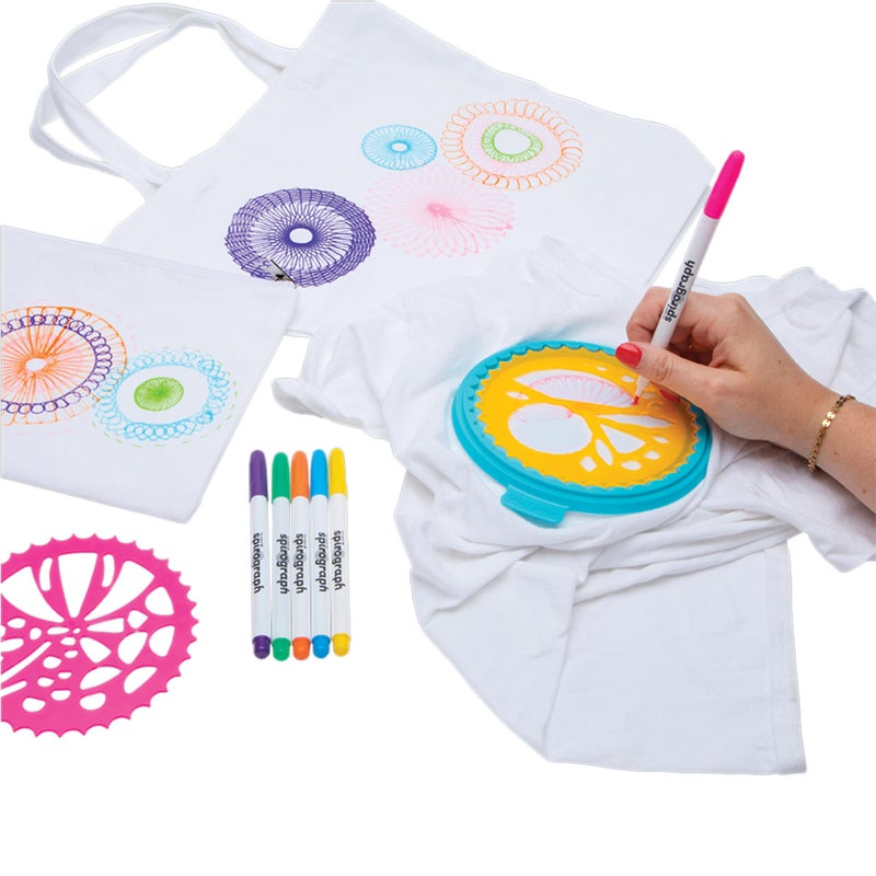 Spirograph Fabric Designer Spiral Art You Can Wear, Kids Toys, Drawing Kit, Classic Gear Design Kit, Fabric Pens, Ages 6+ - Image 4