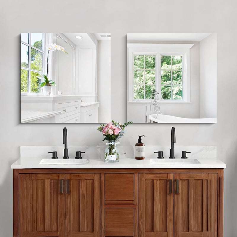 CILIBER Frameless Mirror, 24x24 Square Bathroom Mirrors for Wall, Frameless Vanity Mirror Over Sink with Polished Edge, 3mm Tempered Glass, Decorative for Bathroom, Bedroom and Living Room - Image 3