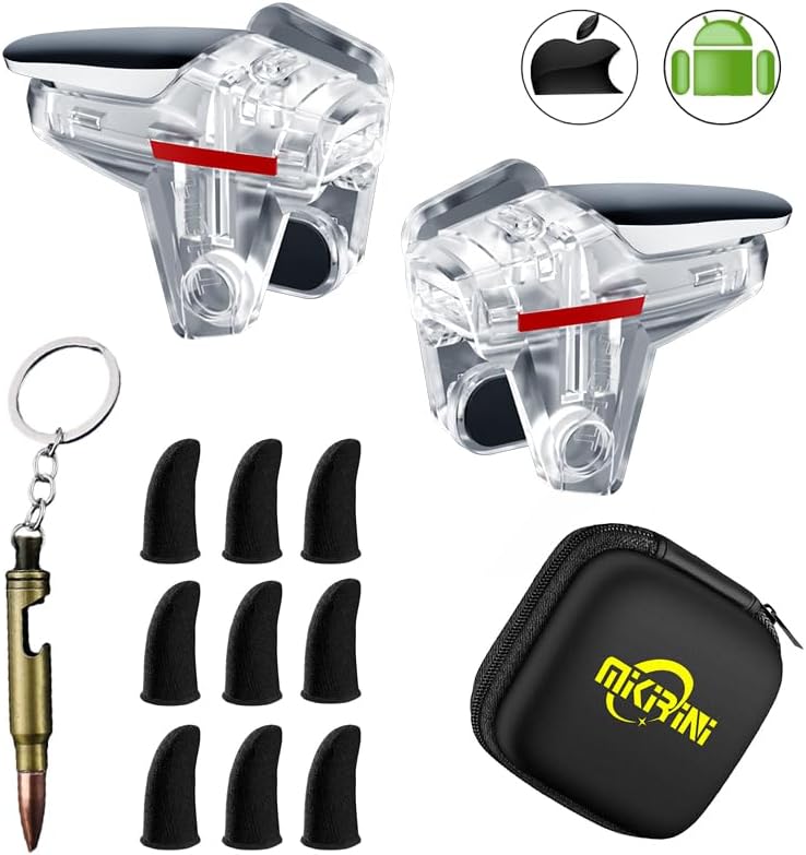 Mikirini 13 in 1 Mobile Gaming Controller Compatible with PUBG Mobile/Fortnite Mobile/Call of Duty Mobile, Mobile Game L1R1 Trigger Shooter for iPhone and Android Phone (White) - Image 1