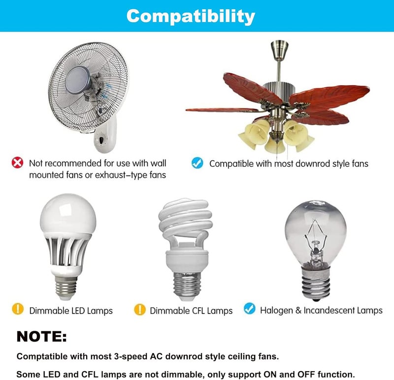 جهاز تحكم عن بعد بديل لمروحة السقف 35T موديلات Harbor Breeze KUJCE9603 CHQ7202T CHQ7202T1 L3HFAN35T1 FAN-35T1 L3HFAN35T FAN-35T، مع زر التعلم - Image 4