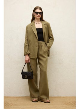 Manuka Pocket Relaxed Linen Trousers Khaki  - Image 1
