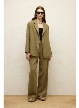 Manuka Pocket Relaxed Linen Trousers Khaki  - Image 2