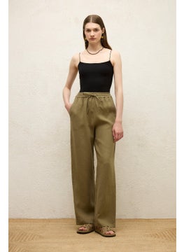 Manuka Pocket Relaxed Linen Trousers Khaki  - Image 3