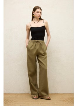 Manuka Pocket Relaxed Linen Trousers Khaki  - Image 5