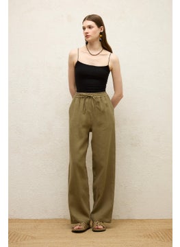 Manuka Pocket Relaxed Linen Trousers Khaki  - Image 4