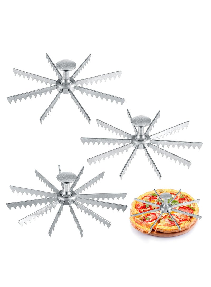 SYOSI 3 قطع علامة الفطائر والكعكة من سبائك الألمنيوم دليل وشريحة تقسيم الكعكة قاطع الكعكة 8، 10، 12 قطع قاطع شريحة الفطيرة الفضي أدوات الخبز إكسسوارات المطبخ مستلزمات الطهي - Image 1