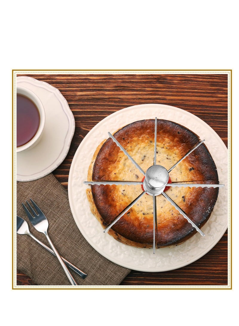 SYOSI 3 قطع علامة الفطائر والكعكة من سبائك الألمنيوم دليل وشريحة تقسيم الكعكة قاطع الكعكة 8، 10، 12 قطع قاطع شريحة الفطيرة الفضي أدوات الخبز إكسسوارات المطبخ مستلزمات الطهي - Image 3