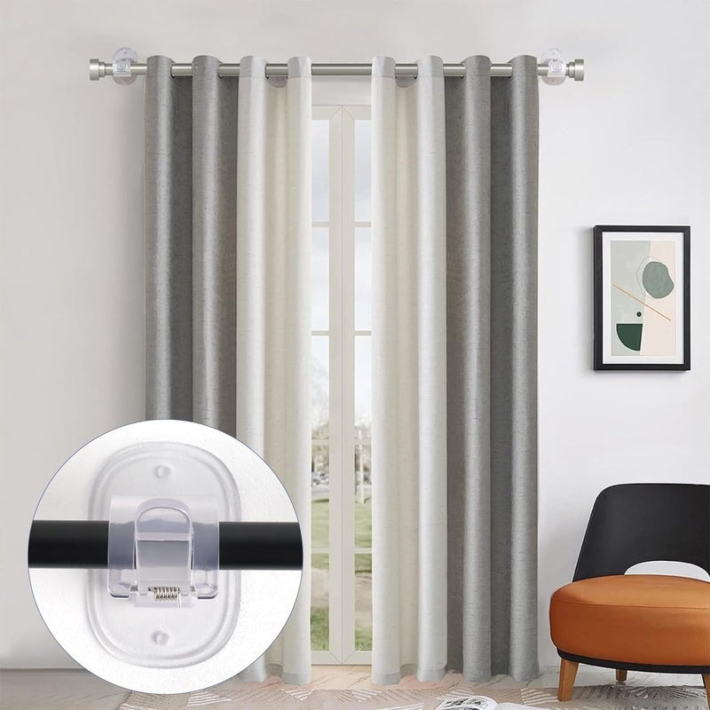Lonimia 4PCS Self Adhesive Curtain Rod Brackets No Drilling Self Adhesive Curtain Rod Holder Hooks Nail Free Adjustable Curtain Rod Hooks Curtain Hangers (Transparent) - Image 5