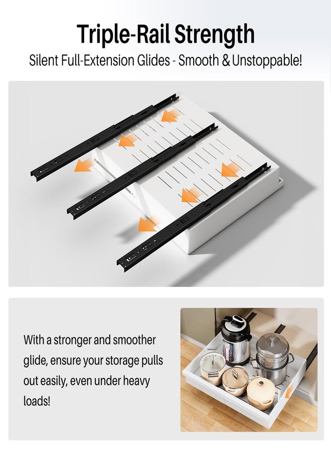 PXRACK Wider Pull out Cabinet Organizer, Expandable(13.6"-24") Heavy Duty Peel and Stick Roll out Drawer for Pots and Pans, Adjustable Adhesive No Drill Screw Slide out Shelf Storage for Home Kitchen Pantry - Image 5