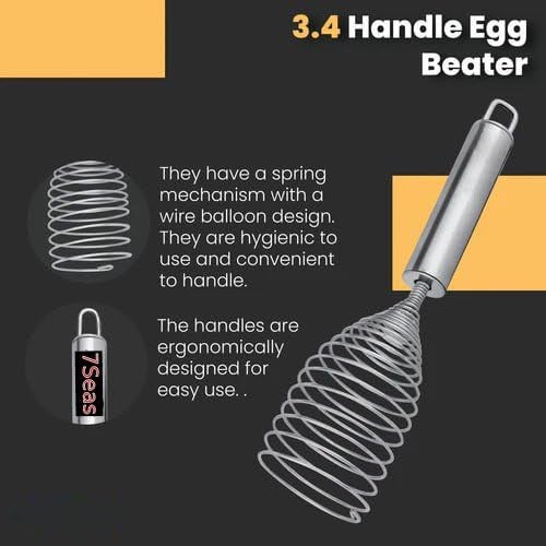 Shrux Shrux Stainless Steel Egg Beater Spring Balloon Whisk with Steel Handle and Hanging Loop Kitchen Egg Beater and Milk Whipper for Blending Whisking Beating or Stirring  - Image 4