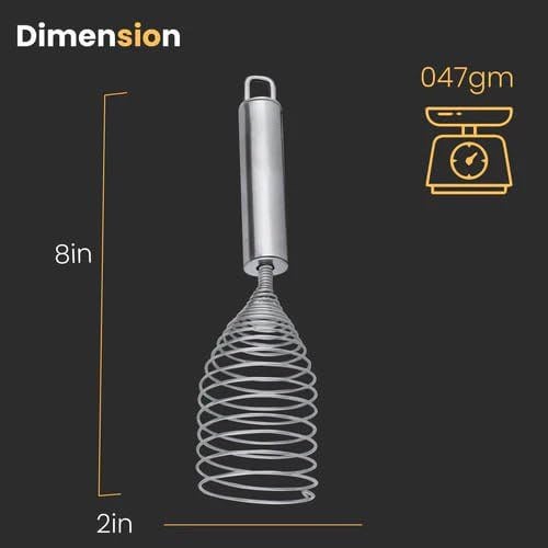 Shrux Shrux Stainless Steel Egg Beater Spring Balloon Whisk with Steel Handle and Hanging Loop Kitchen Egg Beater and Milk Whipper for Blending Whisking Beating or Stirring  - Image 2