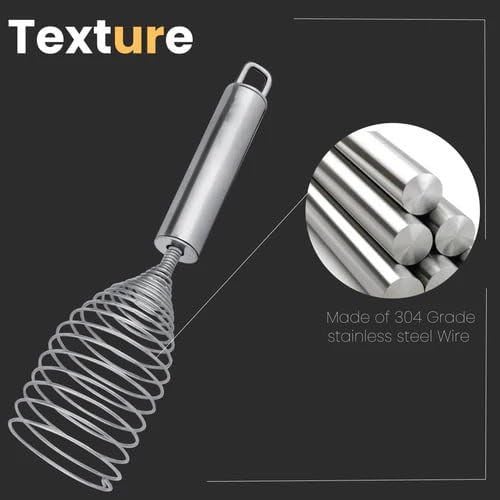 Shrux Shrux Stainless Steel Egg Beater Spring Balloon Whisk with Steel Handle and Hanging Loop Kitchen Egg Beater and Milk Whipper for Blending Whisking Beating or Stirring  - Image 5