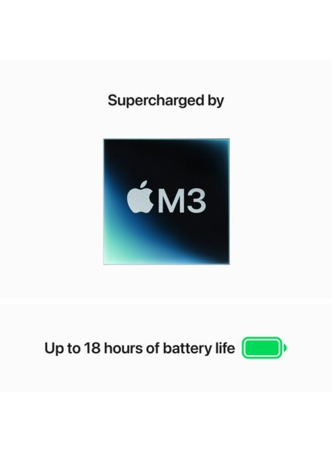 ابل  لابتوب ماك بوك إير MC9K4 بشاشة 15.3 بوصة، شريحة M3 مع معالج 8 نواة و معالج رسومي 10 نواة/ 24 جيجابايت رام/ 512 جيجابايت SSD/ نظام macOS - Image 5