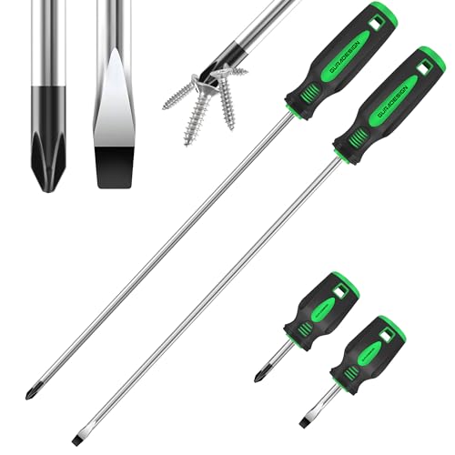 GURADESIGN 4Piece 12 Long Screwdriver Set Slotted and Phillips Long Short Magnetic Screwdriver Set - Image 1