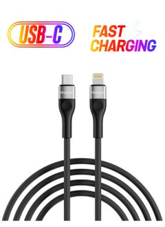 Mezone iPhone Fast Charger Lightning Cable, MFi Certified Type C to Lightning Braided Cable (1.2M) Fast Charging Compatible with iPhone 14 13 12 11 Pro Max Mini XR XS 8 Plus, iPad - Black  - Image 1